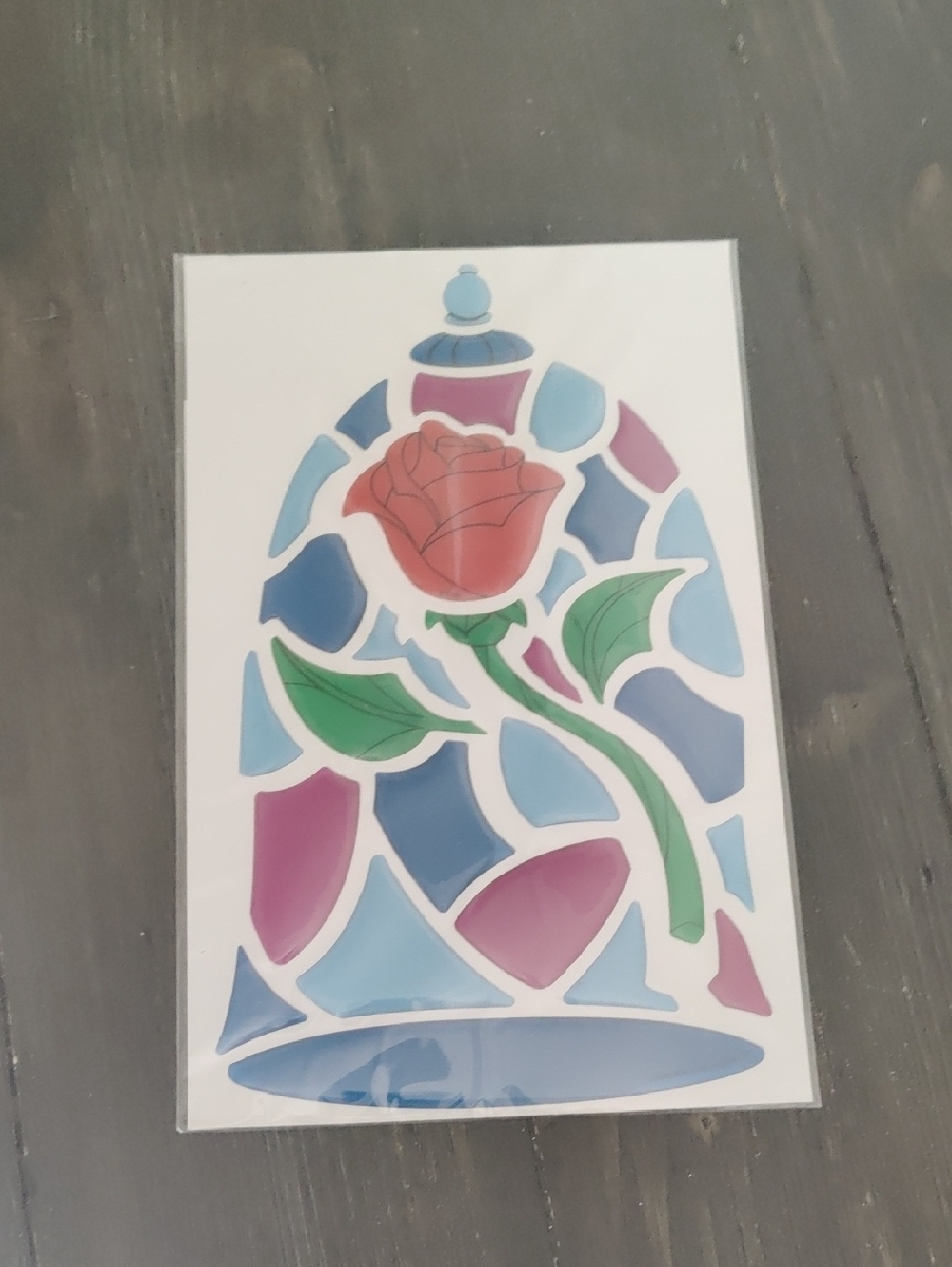 Disney's Beauty And The Beast Sained Glass Rose Sticker